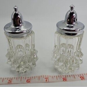 VTG Indiana Glass Diamond Point Salt & Pepper Shakers Crystal NOS
